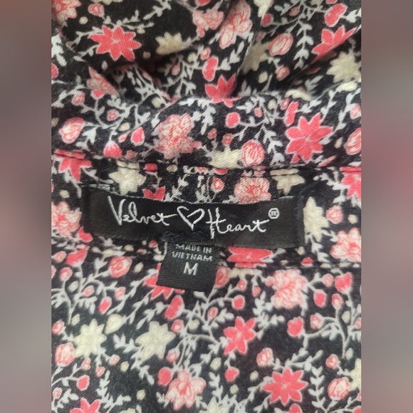 Velvet Heart M Floral Pullover Shirt Dress Partial Button Front Long Sleeve - Picture 4 of 6
